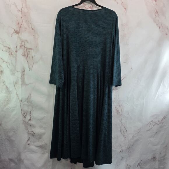 Torrid Dress Womens 3X Green Sweater Long Sleeve Faux Wrap Ribbed Dark Forest - Picture 6 of 13